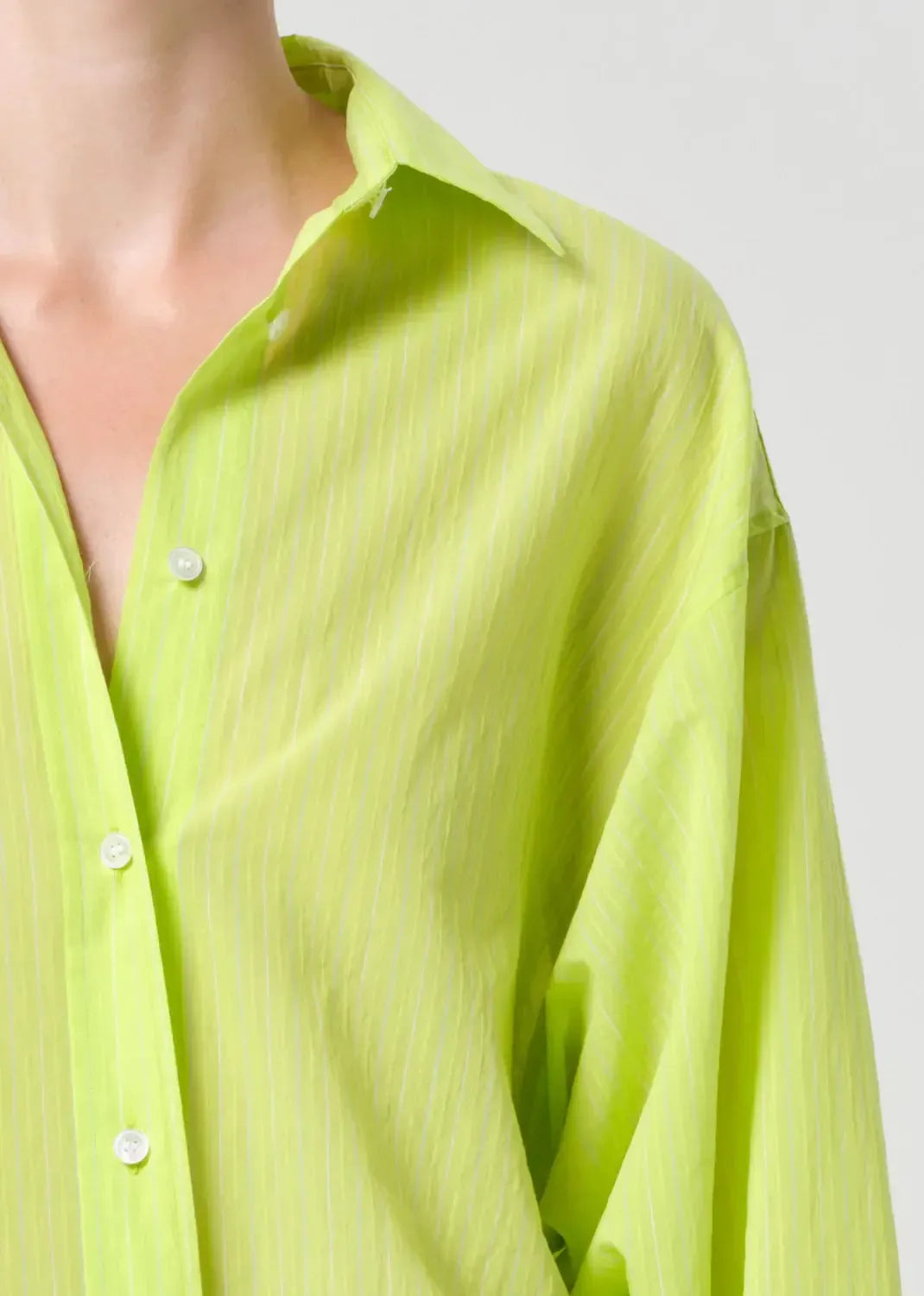 Agolde Sona Shirt - Chartreuse-Hand In Pocket