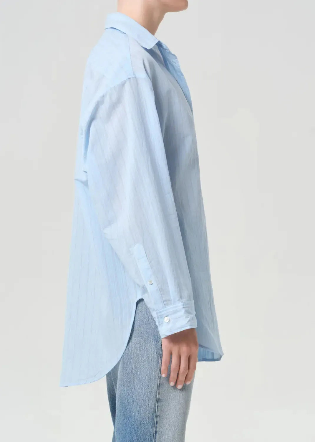 Agolde Sona Shirt - Powder Blue-Hand In Pocket