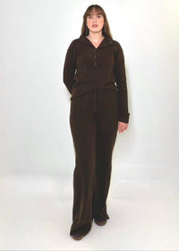 Bobi  Funnel Neck Henley - Umber