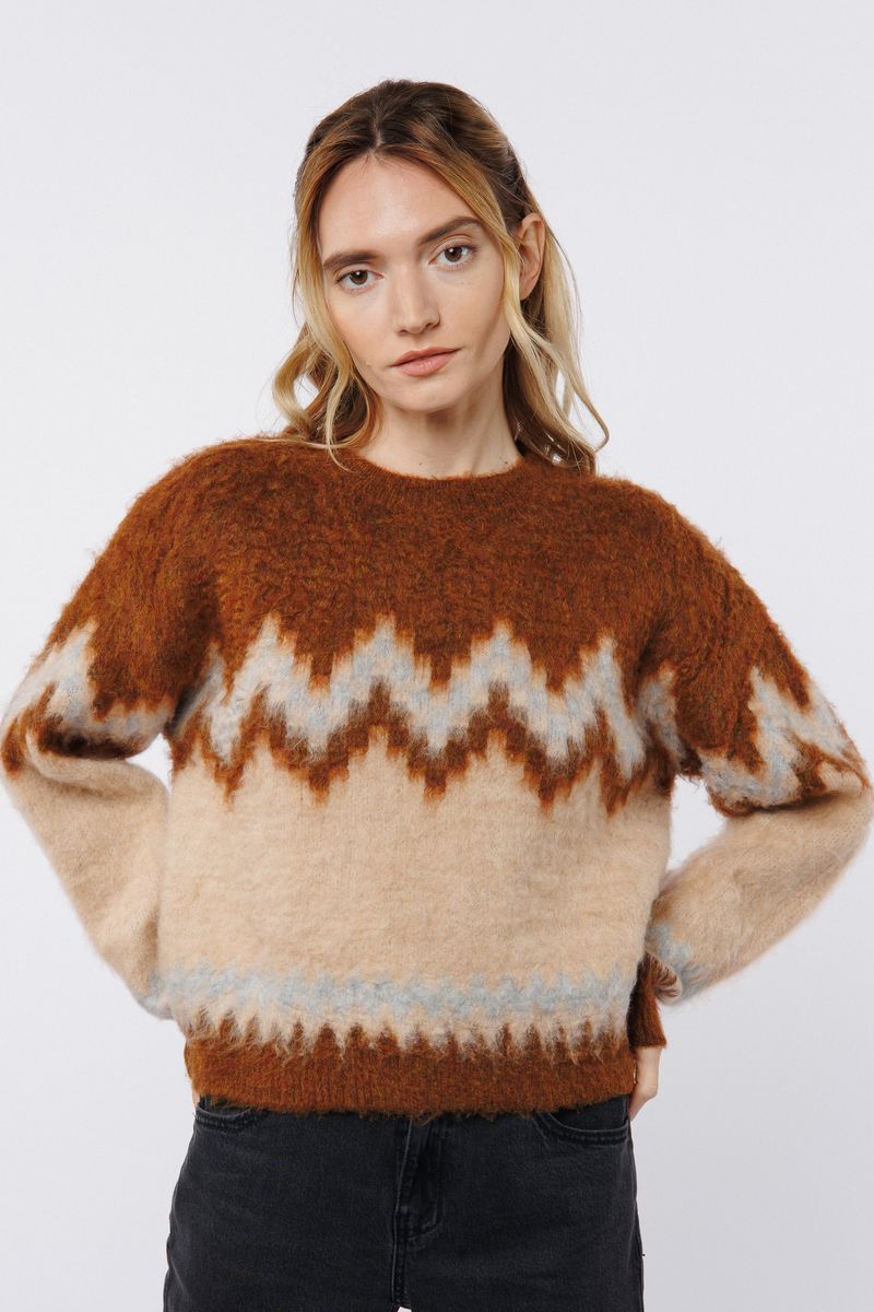 Ciebon Berget PO Sweater - Brown Multi