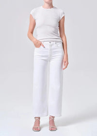 Harper Crop Straight Jean - White Wash-Hand In Pocket