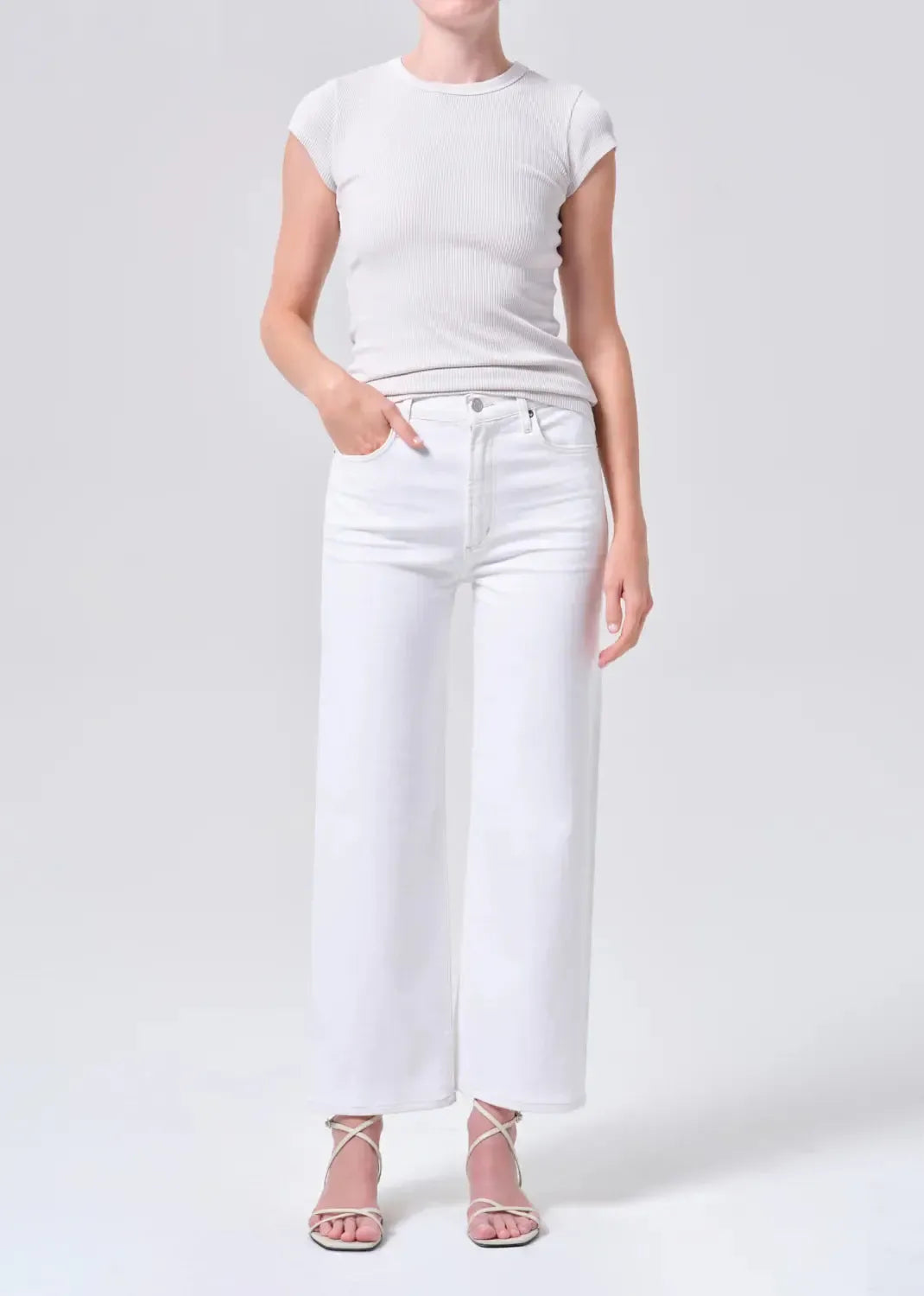 Harper Crop Straight Jean - White Wash-Hand In Pocket