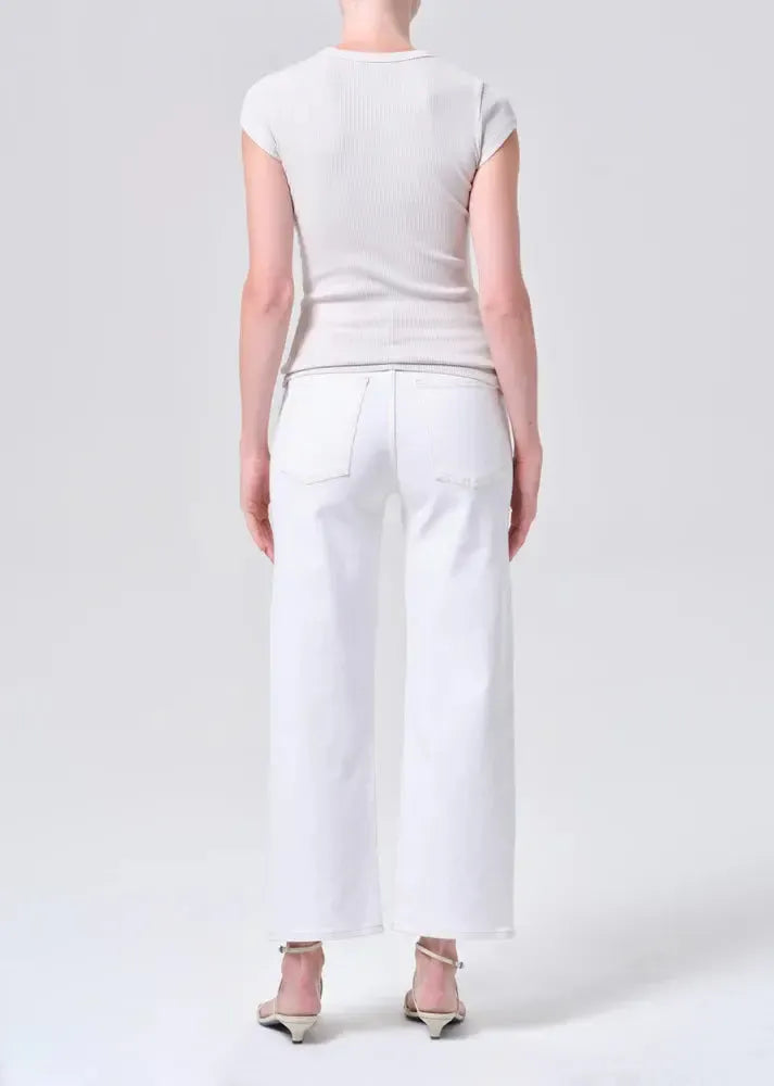 Harper Crop Straight Jean - White Wash-Hand In Pocket