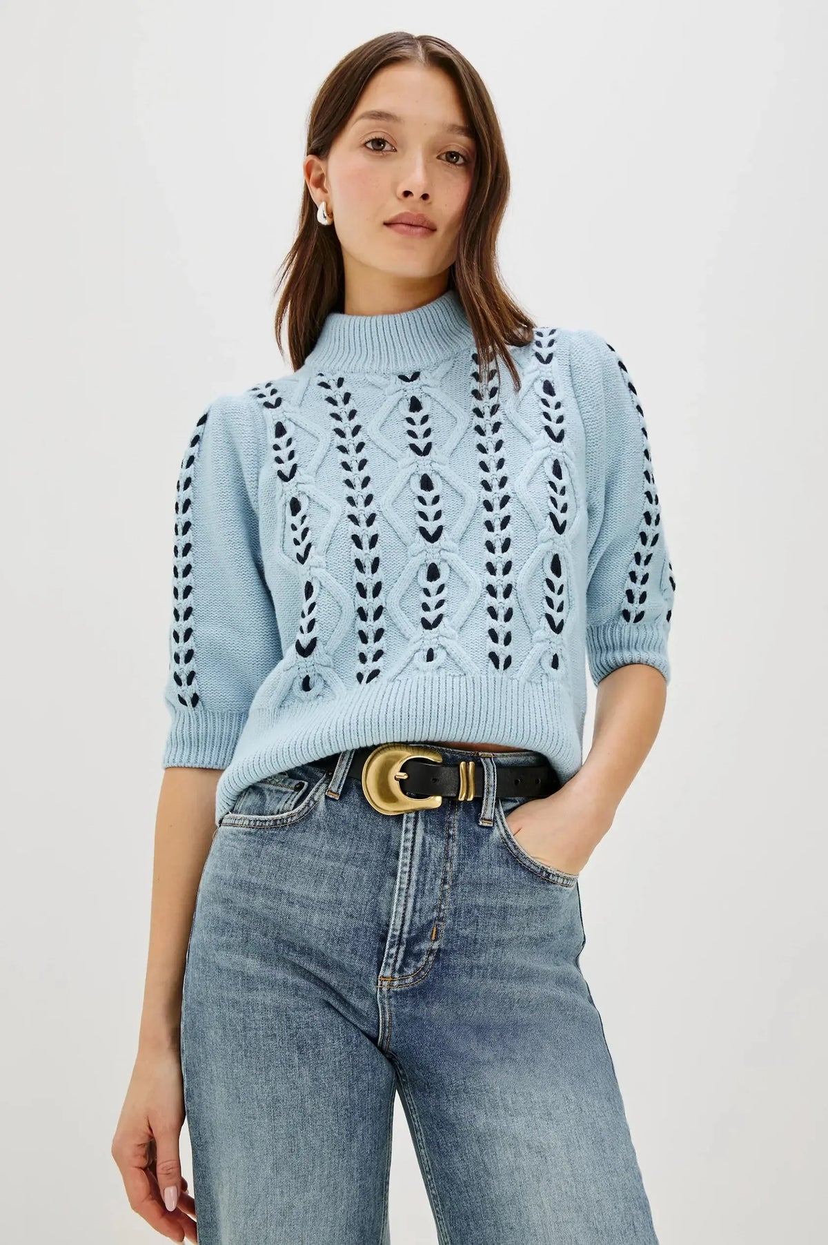 Rails Addy Mockneck Sweater- Sky Navy-Hand In Pocket