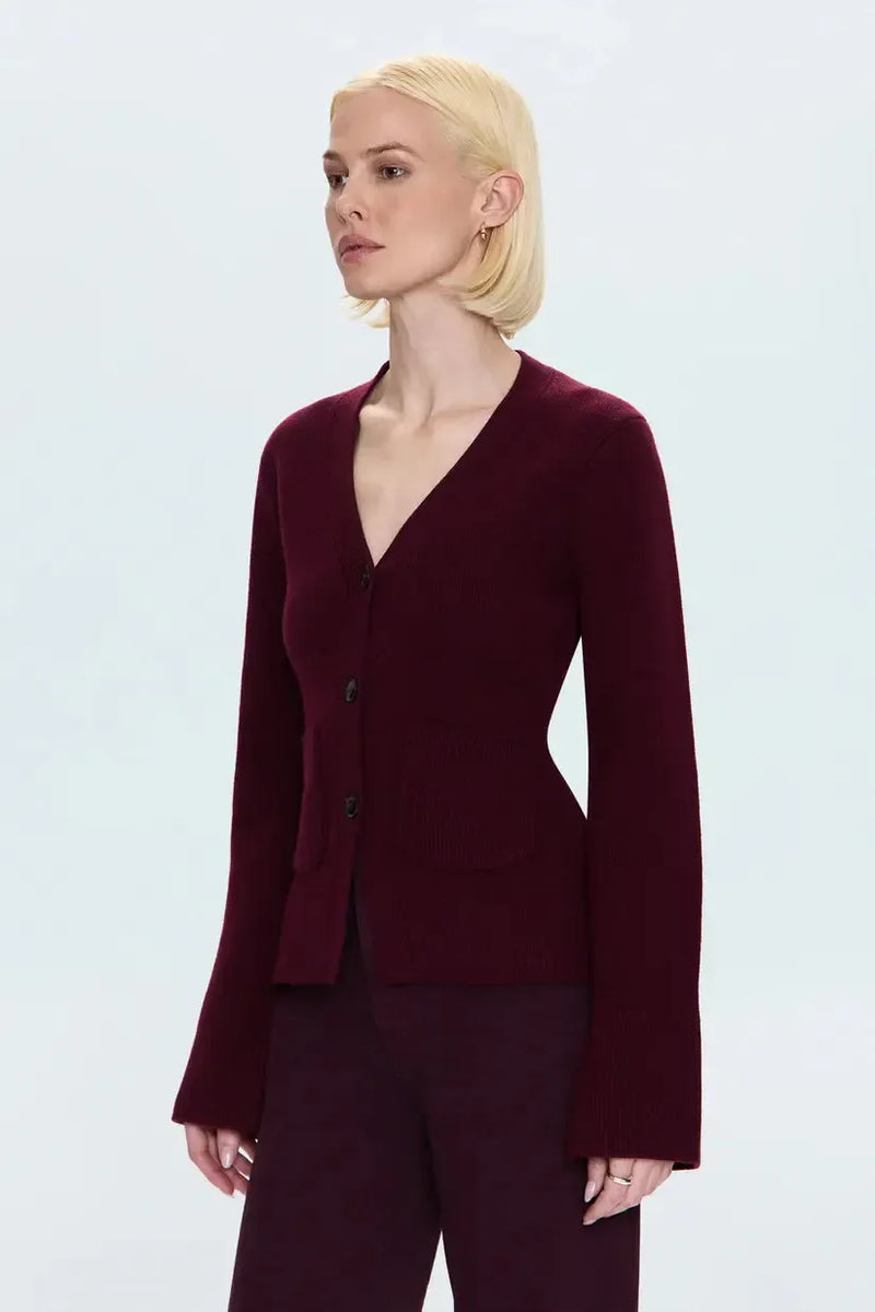 Pistola Aeron Cardigan- Claret-Hand In Pocket