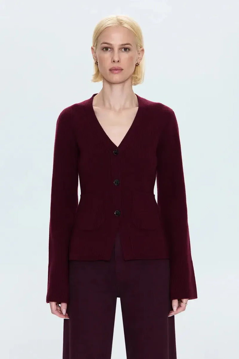 Pistola Aeron Cardigan- Claret-Hand In Pocket