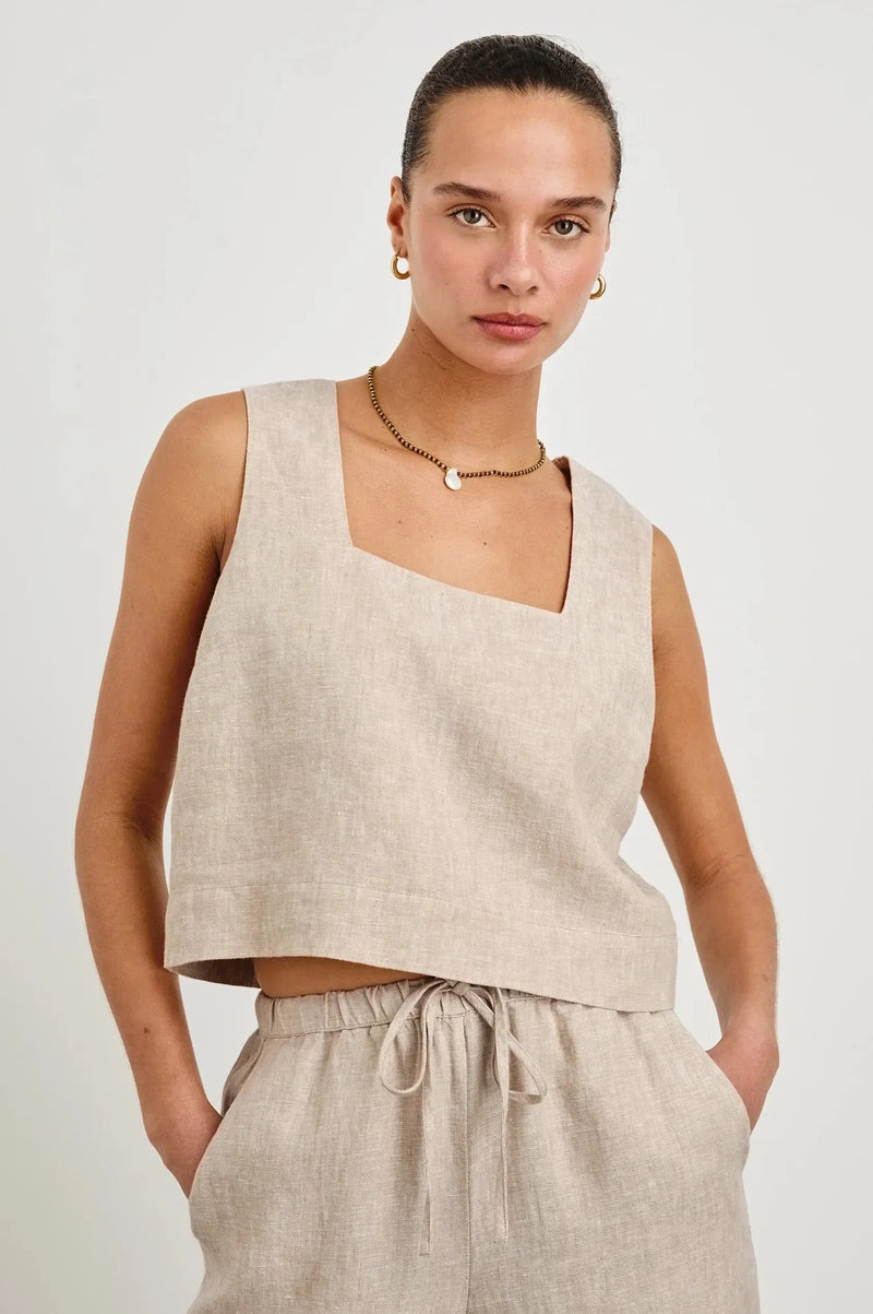 Rails Akira Top- Heathered Flax-Hand In Pocket