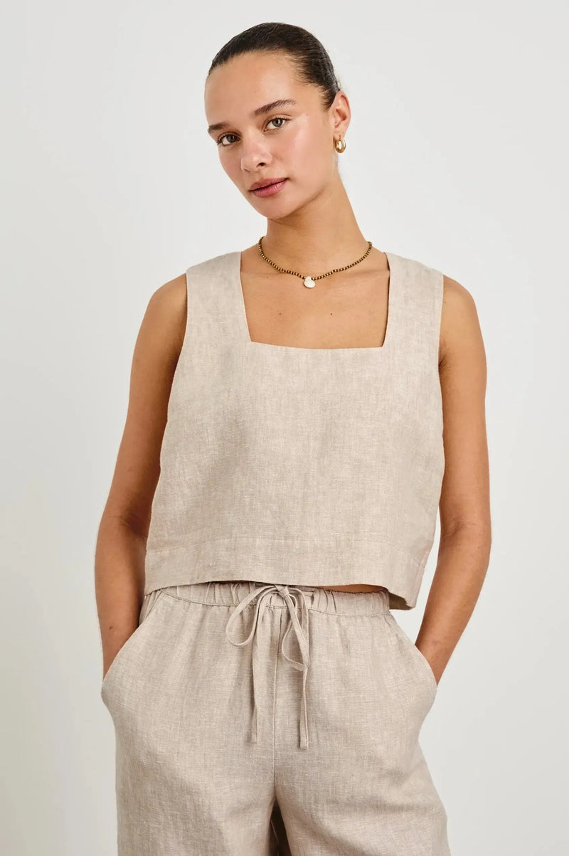 Rails Akira Top- Heathered Flax-Hand In Pocket