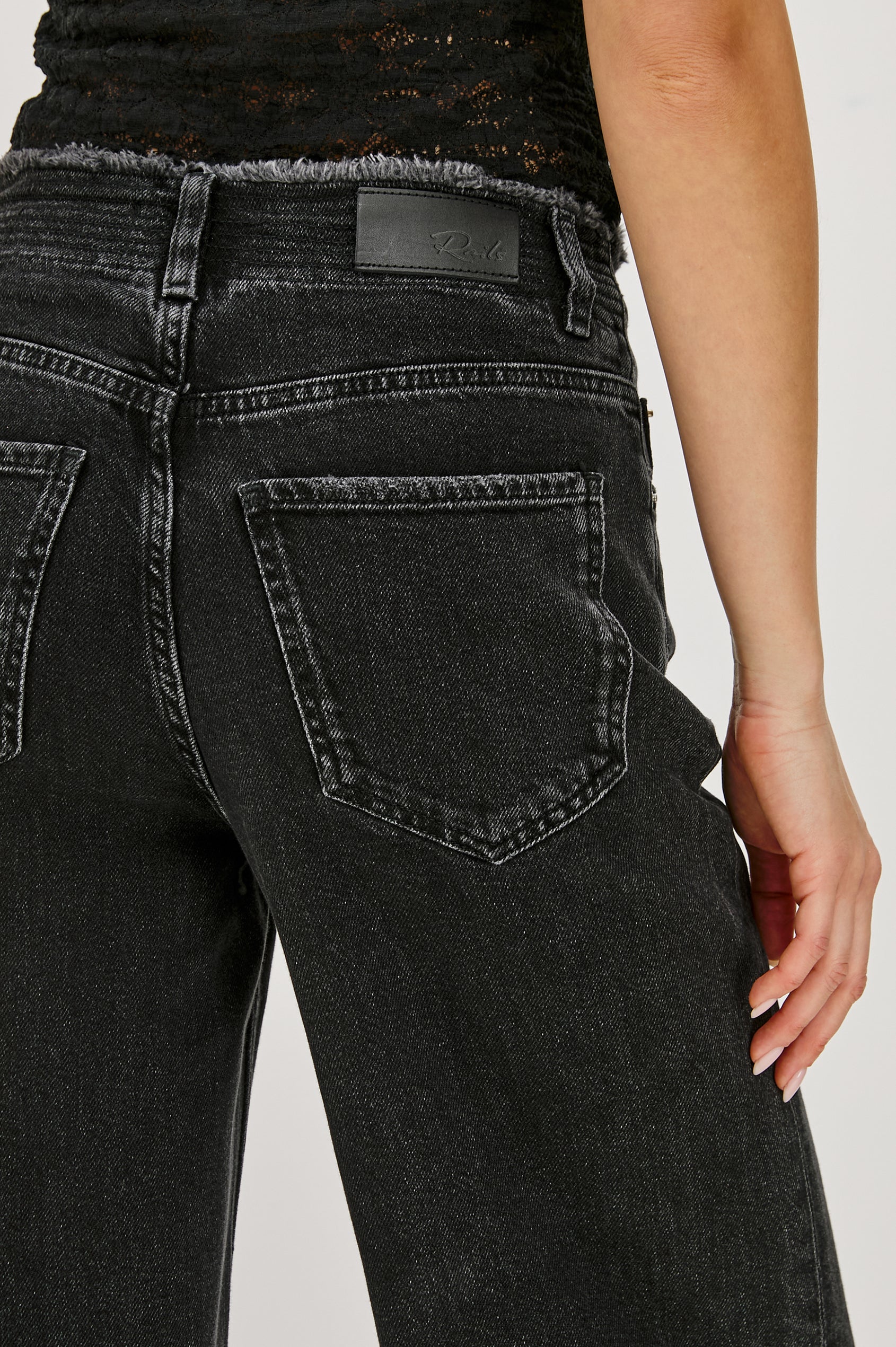 Rails Angeleno Wide Leg - Ash Black-Hand In Pocket