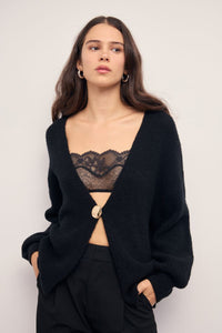 MINKPINK Jette Jewel Cardigan - Black-Hand In Pocket