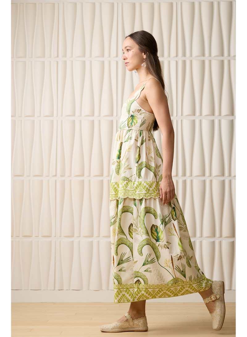 Aylaya Johannesburg Dress- Palm Forest-Hand In Pocket