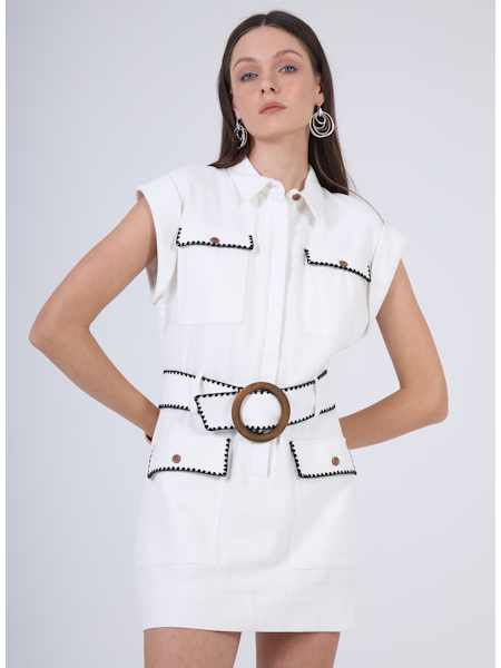 Aylaya Santiago Dress- White-Hand In Pocket