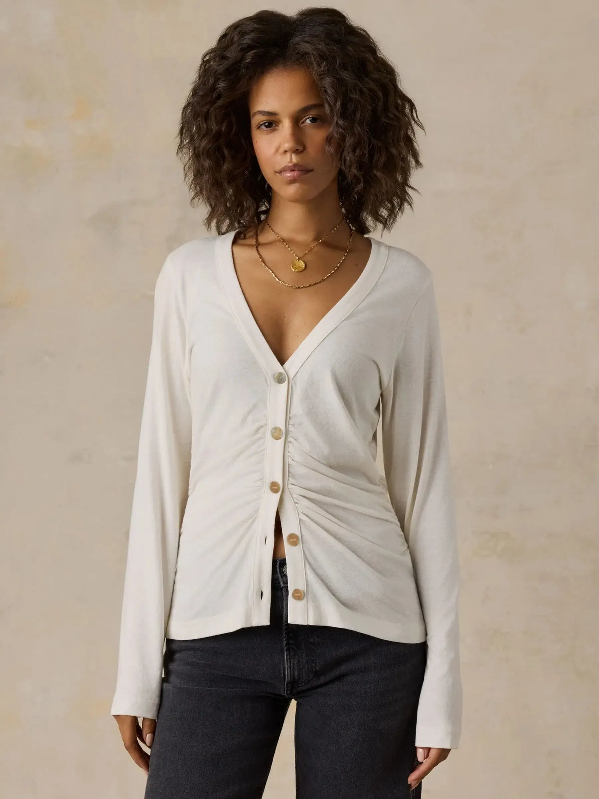 Faherty Cotton Hemp LS Top - White-Hand In Pocket