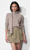 Greylin Acacia Scarf Neck Asymmetric Button Up Sweater - Almond