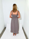 Gingham Maxi Dress- Brown-Hand In Pocket