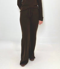 Bobi Ribbed Wideleg Pant- Umber