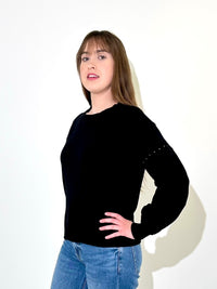 Bobi Micro Stud Raglan - Black-Hand In Pocket