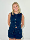 Cynthia Vintage Denim Vest - Indigo-Hand In Pocket
