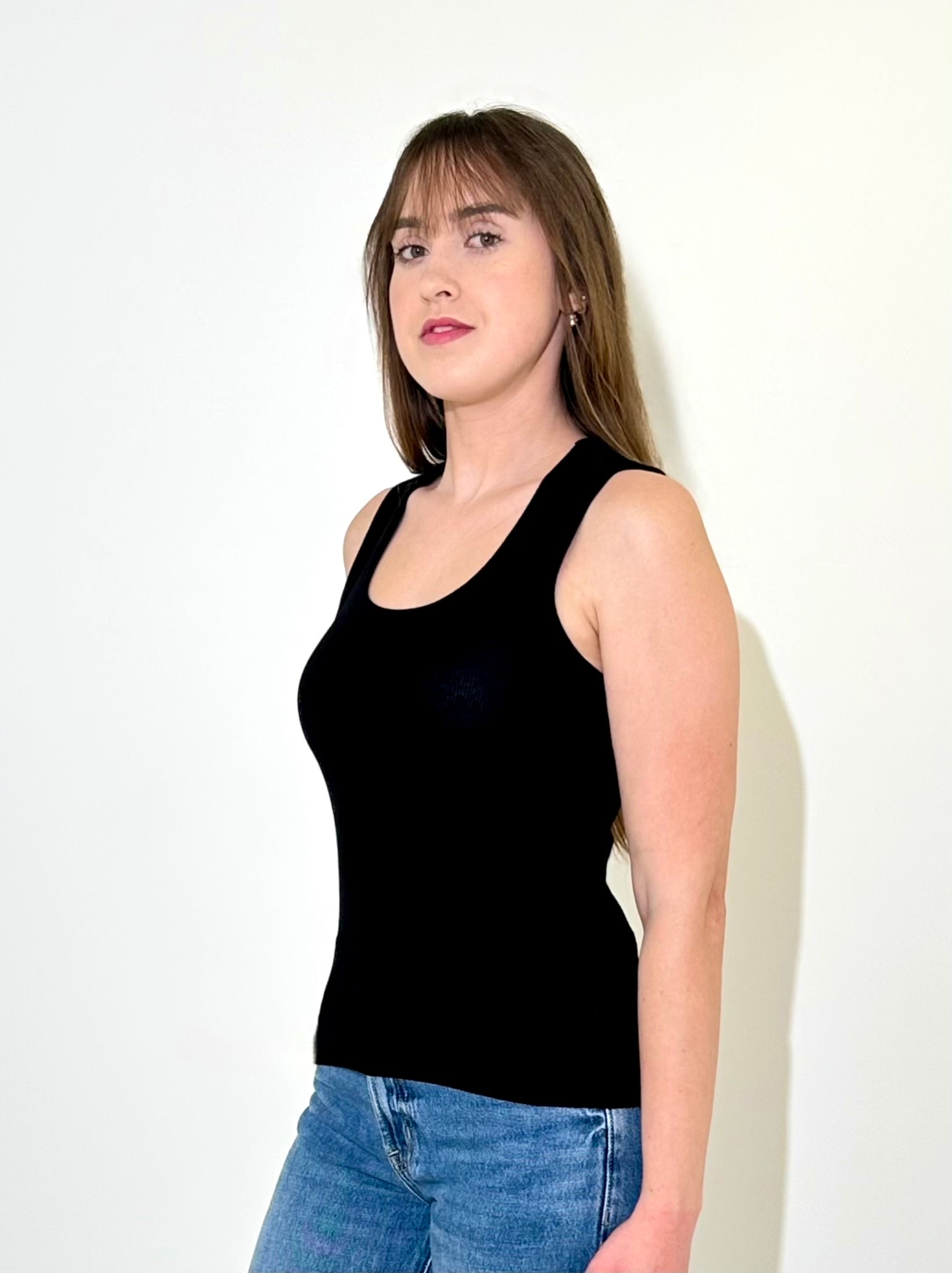 Bobi Scoop Neck Tank - Black-Hand In Pocket