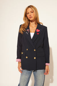 John & Jenn Blaine Blazer- Indigo-Hand In Pocket