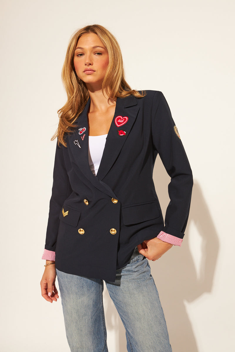 John & Jenn Blaine Blazer- Indigo-Hand In Pocket