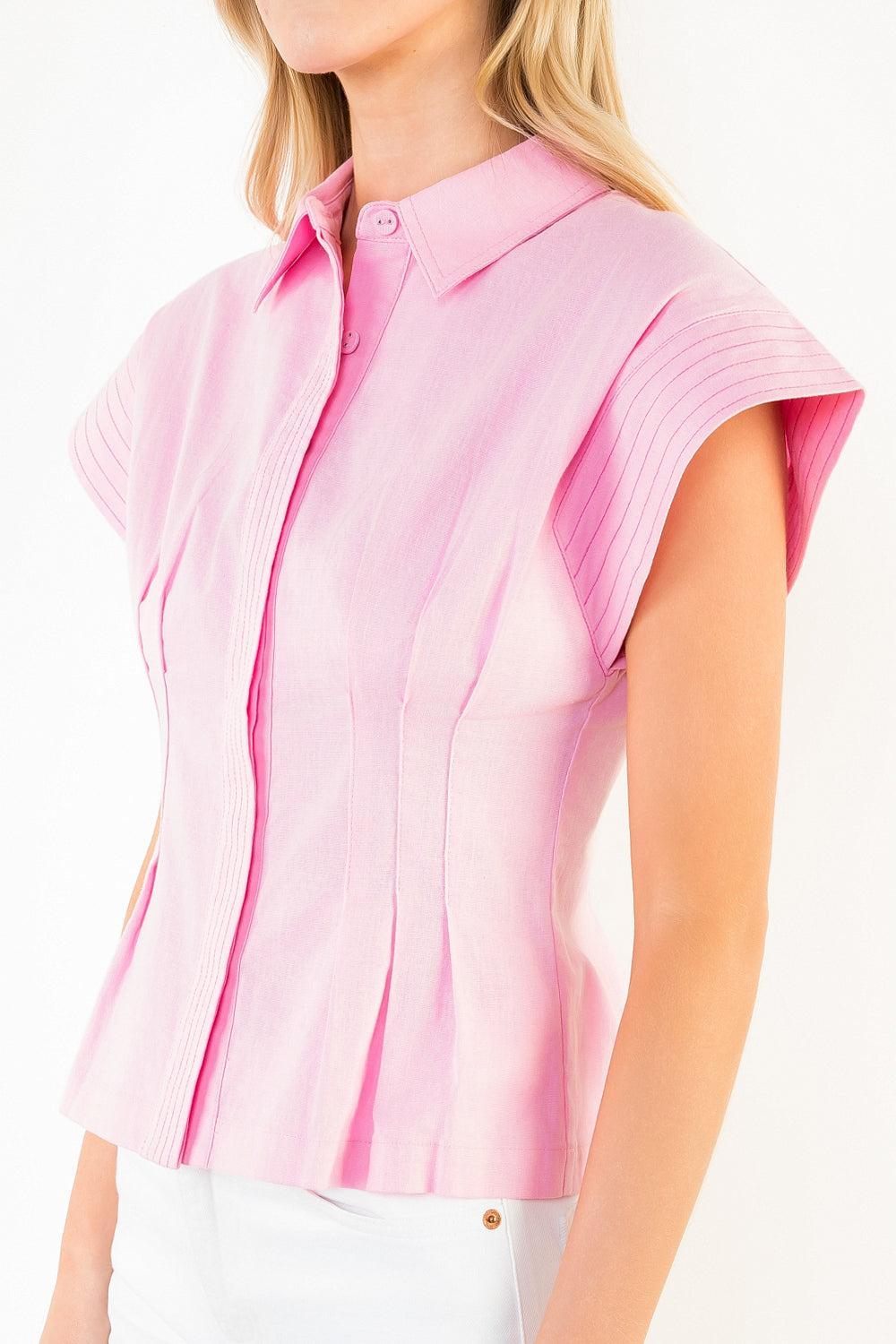 THML Palmer Button Down Top - Pink-Hand In Pocket