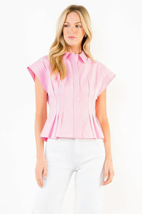 THML Palmer Button Down Top - Pink-Hand In Pocket