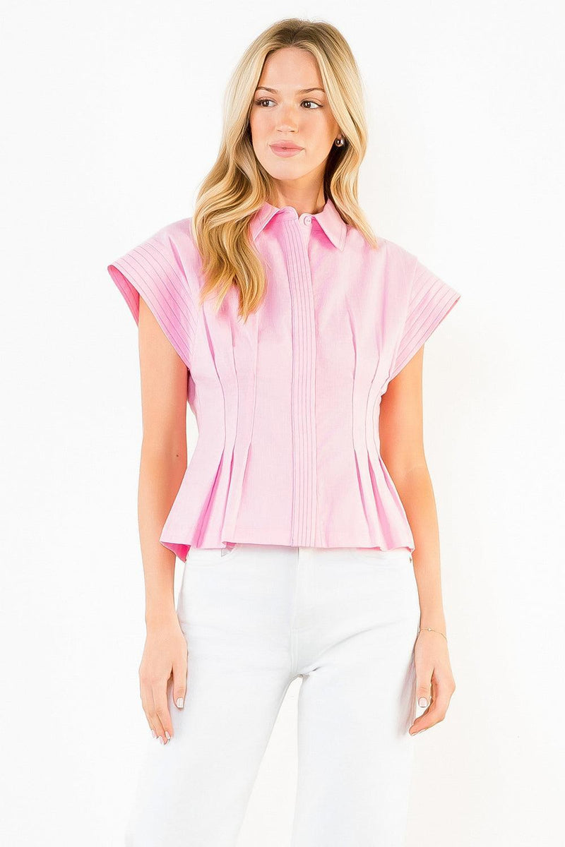 THML Palmer Button Down Top - Pink-Hand In Pocket