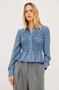 Rails Bradshaw Shirt - Washed Indigo Stripe-Hand In Pocket