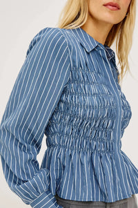Rails Bradshaw Shirt - Washed Indigo Stripe-Hand In Pocket