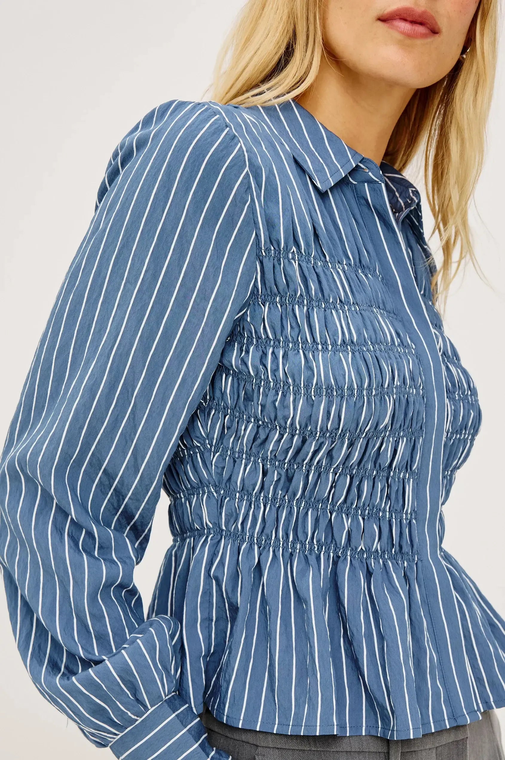 Rails Bradshaw Shirt - Washed Indigo Stripe-Hand In Pocket