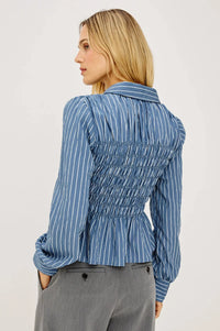 Rails Bradshaw Shirt - Washed Indigo Stripe-Hand In Pocket