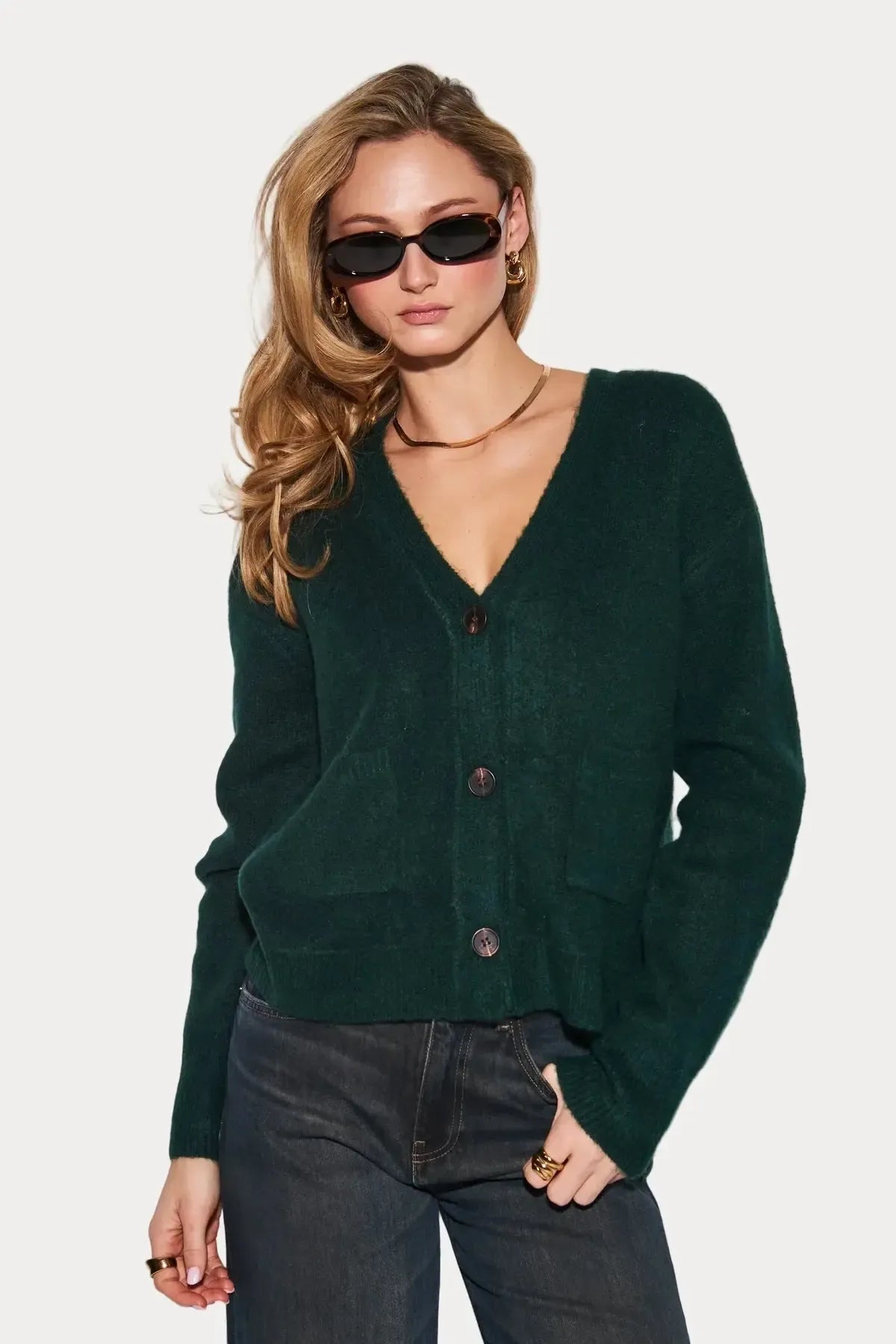 John & Jenn Braxton Cardigan - Foilage-Hand In Pocket