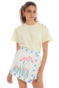 Allison Embroidered Sophie Skort- White-Hand In Pocket