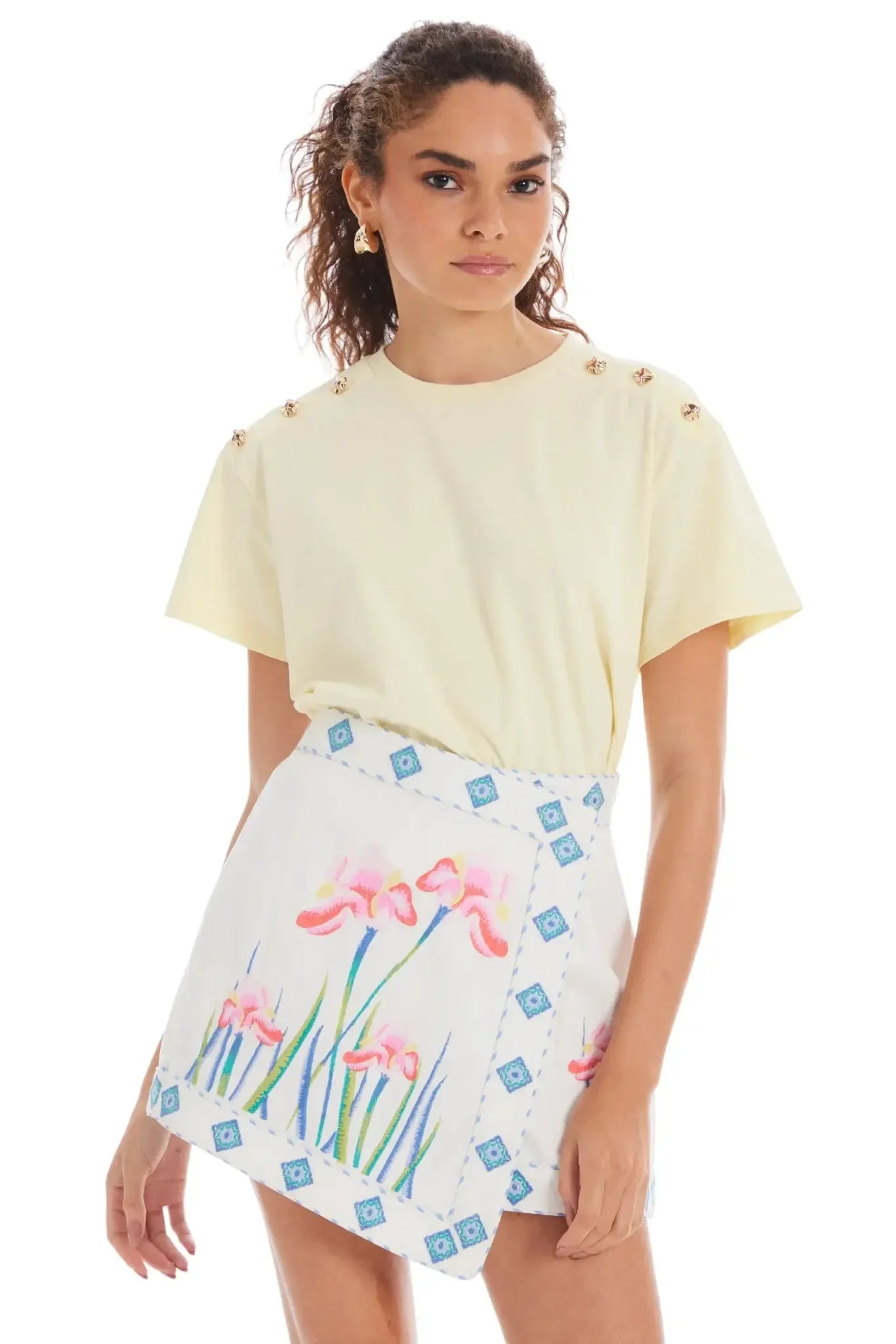 Allison Embroidered Sophie Skort- White-Hand In Pocket
