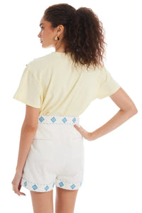 Allison Embroidered Sophie Skort- White-Hand In Pocket