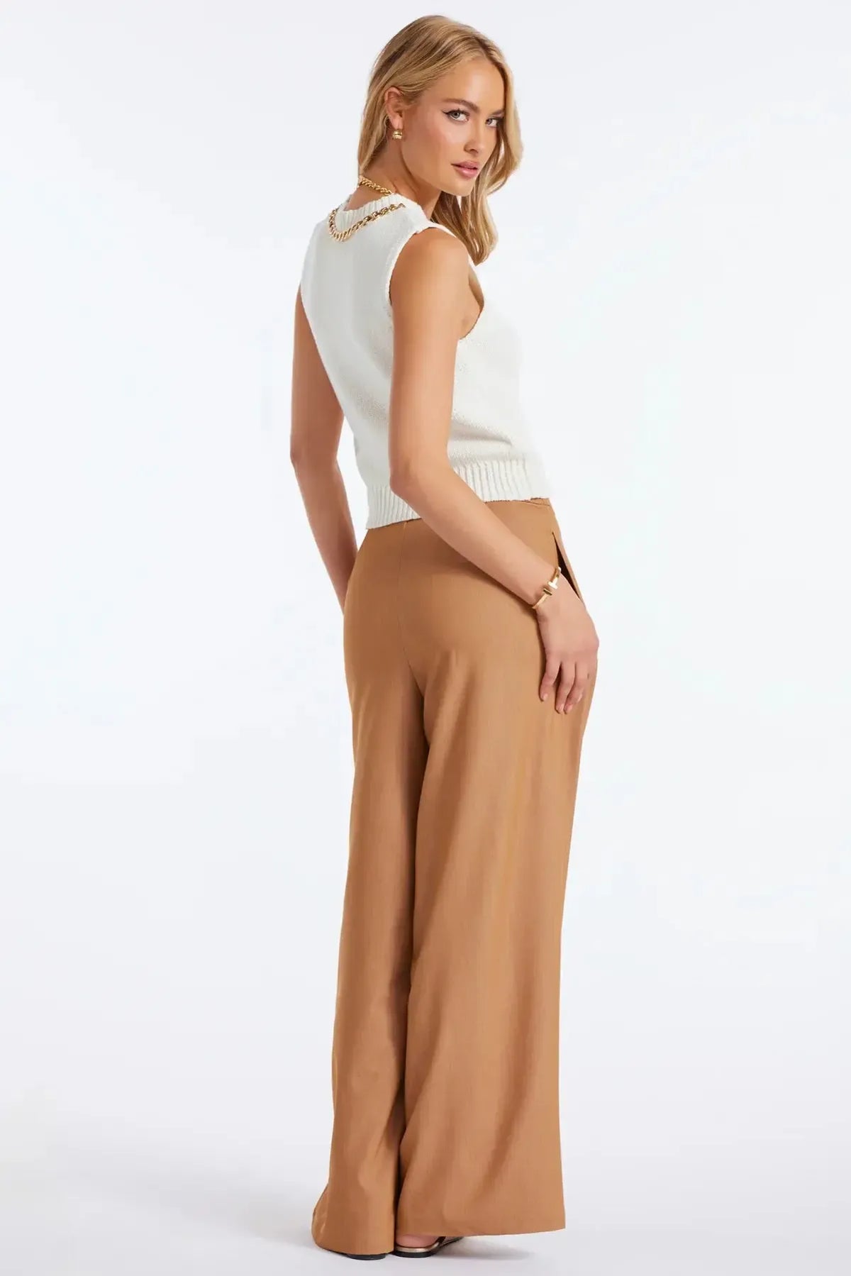 Bishop + Young Savoy Sweater Tank- Ivory-Hand In Pocket
