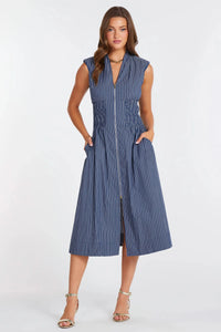 Bishop + Young Skye Zip Front Dress - Indigo-Hand In Pocket