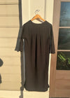 Bobi Raw Edge 3/4 SLV Midi Caftan- Black ***FINAL SALE***-Hand In Pocket