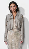 Greylin Brielle Zip Up Sequin Embroidered Jacket - Taupe