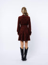 Ciebon Laurie Belted Mini Dress - Brown Wine-Hand In Pocket