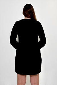 Bobi Henley LS Raglan Dress - Black-Hand In Pocket