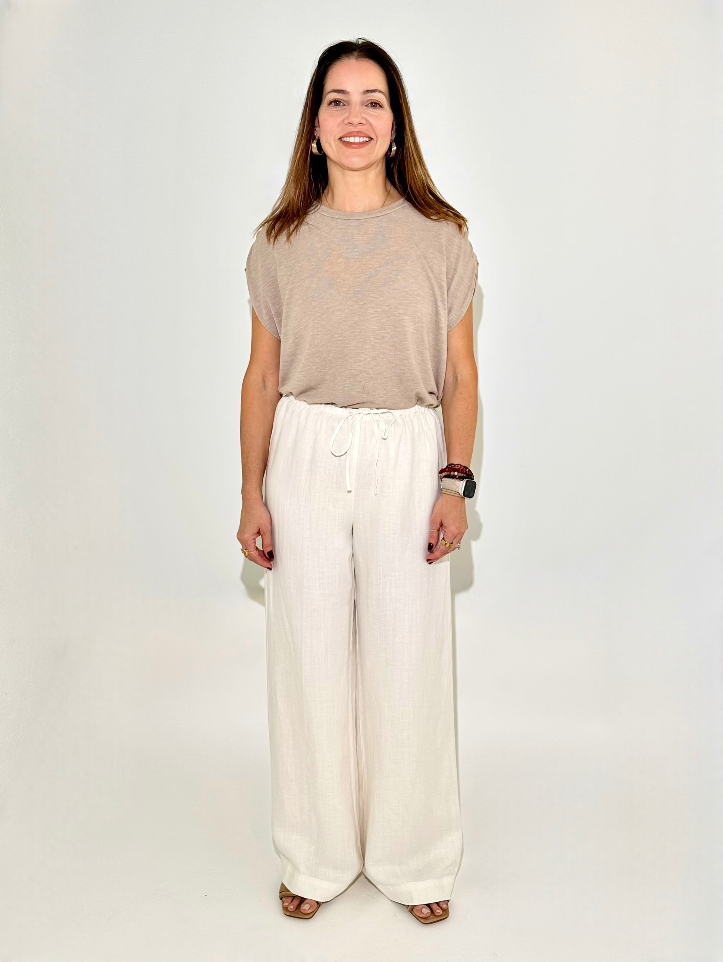 Michael Stars Marissa Drawstring Pant - Parchment-Hand In Pocket