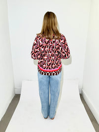 THML Lucia V Neck Blouse - BG-Hand In Pocket