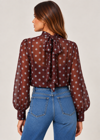 THML Faye Polka Dot Top - Brown
