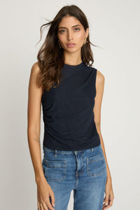 Caballero Devi Top - Navy-Hand In Pocket