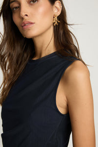 Caballero Devi Top - Navy-Hand In Pocket