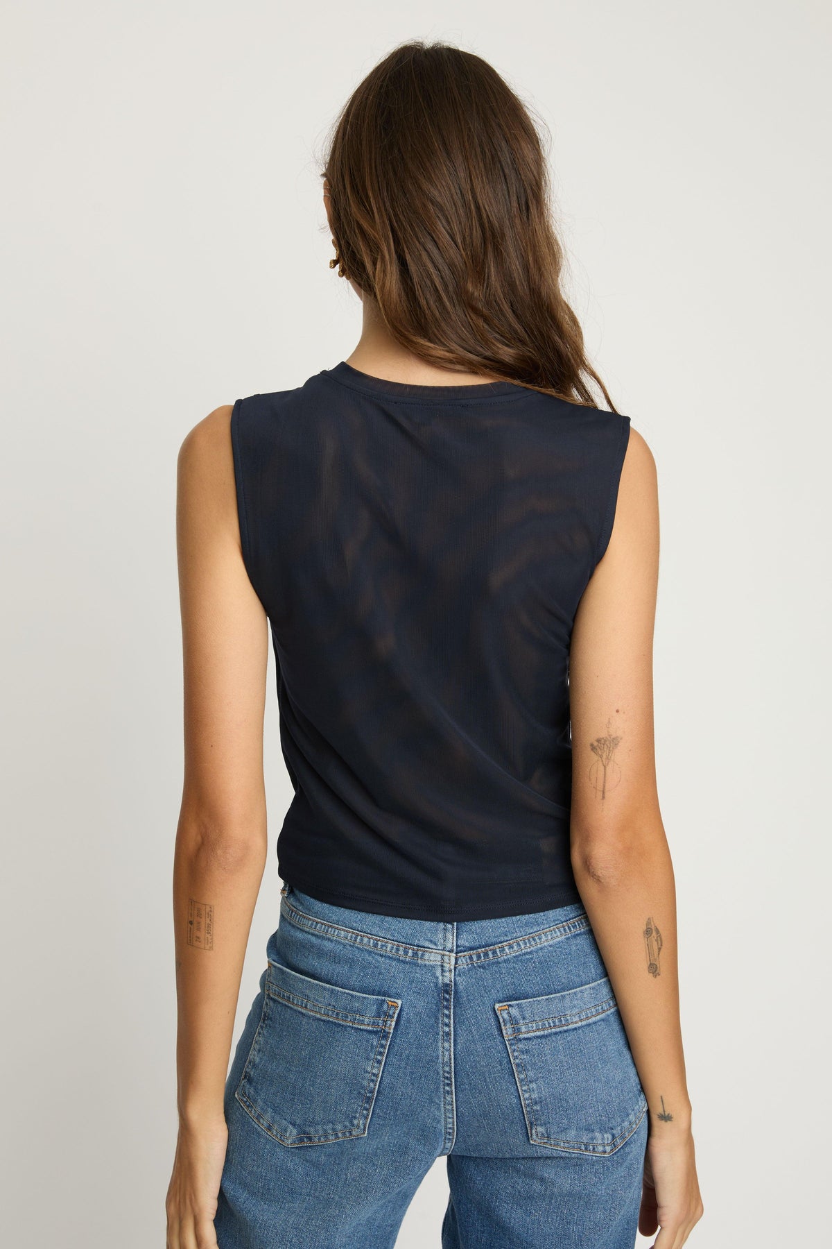 Caballero Devi Top - Navy-Hand In Pocket