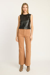 Caballero Jag Top - Black Vegan Leather-Hand In Pocket