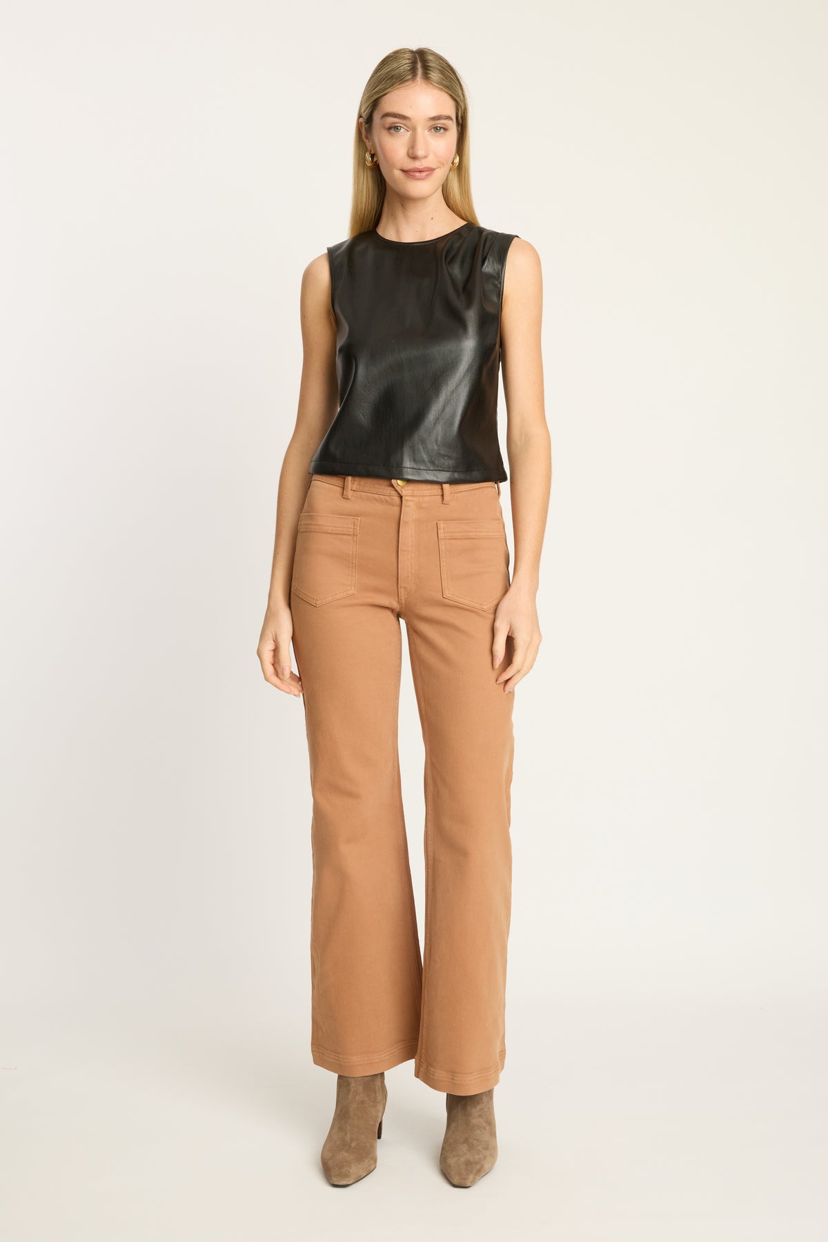 Caballero Jag Top - Black Vegan Leather-Hand In Pocket